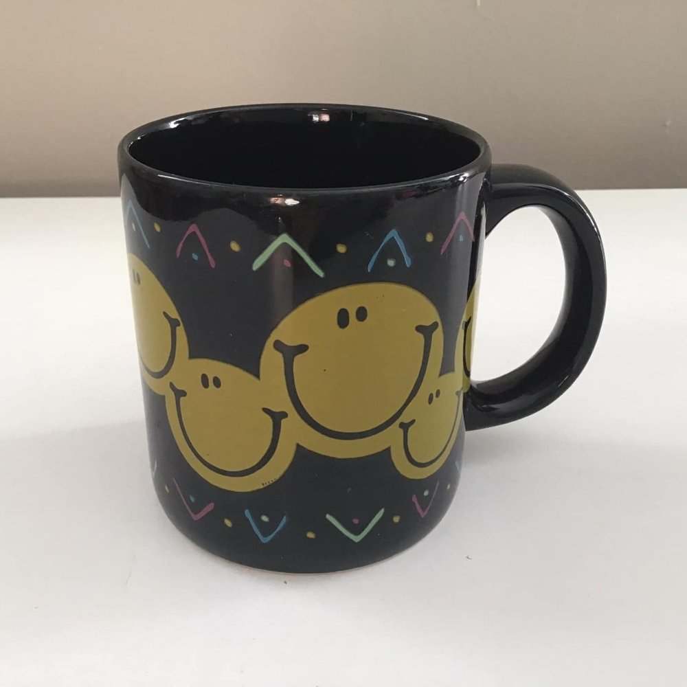 Carlton Cards Happy Faces on Black Mug